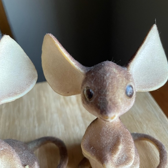 Lot of 2 Vintage Parma Flocked Mouse Mice Oversized Ears Figurine Kitschy MCM - Picture 3 of 9